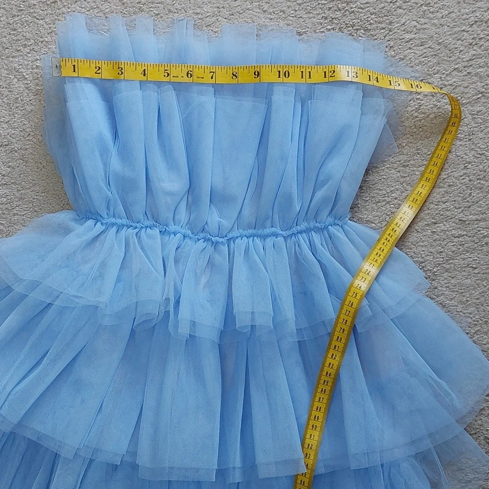 Mable Light Blue Tiered Tulle Mini Dress Sz S - Picture 12 of 15